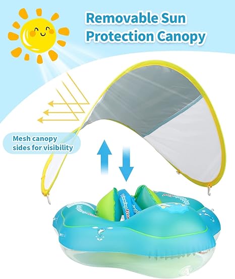 Swimming seat ring for kids , Baby floating with sunshade protection , UV protection for kids 0 - 3 yrs old , baby accessories